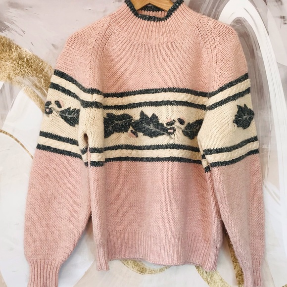 ESPRIT SPORT | Vintage 80’s Sporty Pink & Grey Wool Blend Knit Sweater Size L - Picture 2 of 13